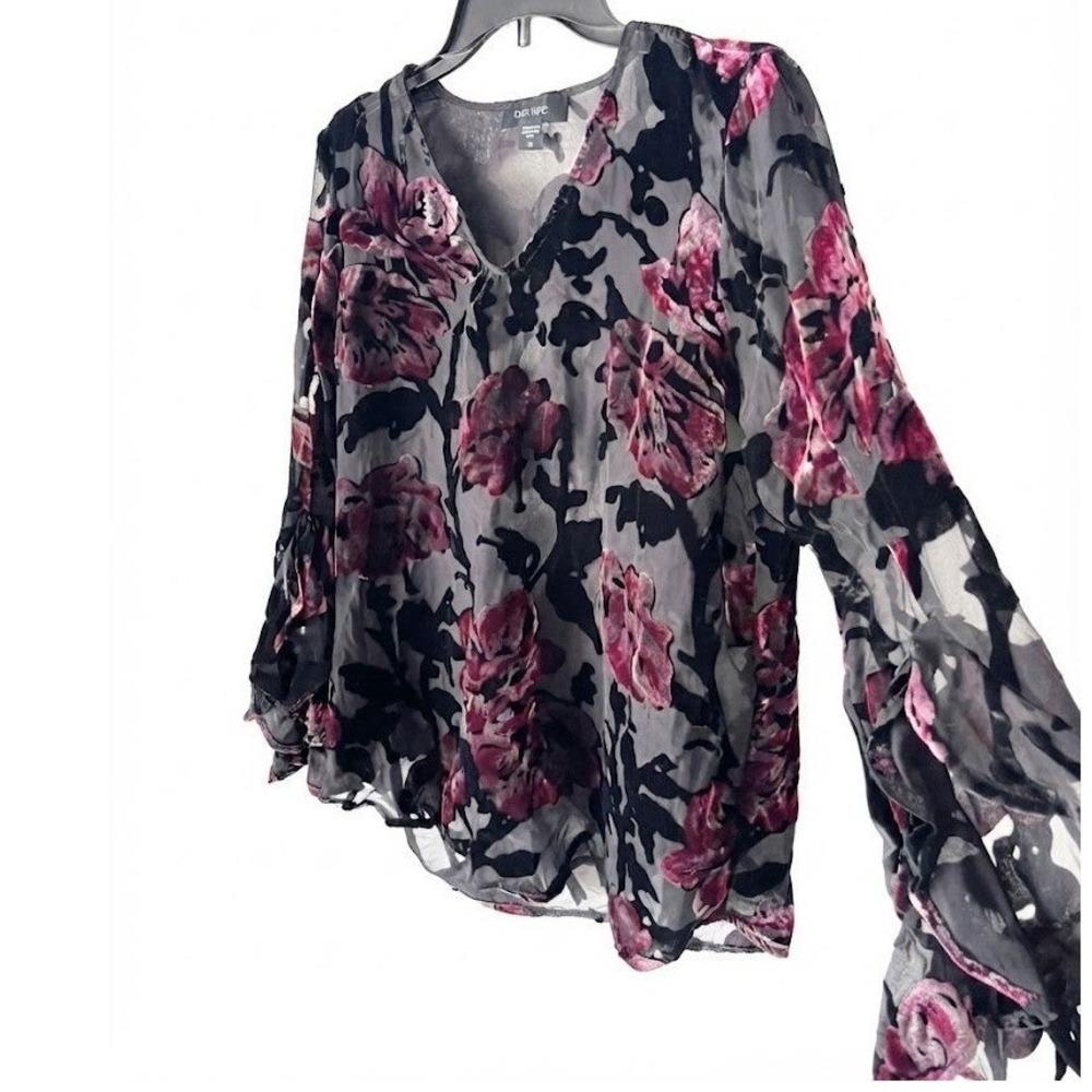 Dark Romantic Floral Velvet Burnout Top Medium Whimsigoth Fairy Grunge Witchy